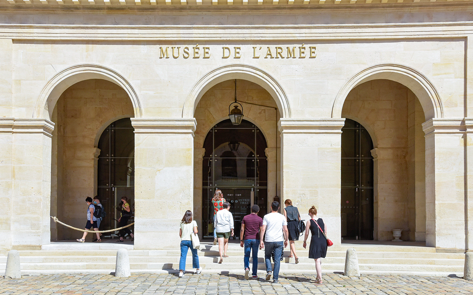 Visitors entering the Paris Army Museum at Invalides.