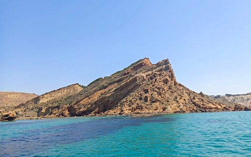 Scala Dei Turchi rock formation viewed from the sea during a 4-hour boat tour.