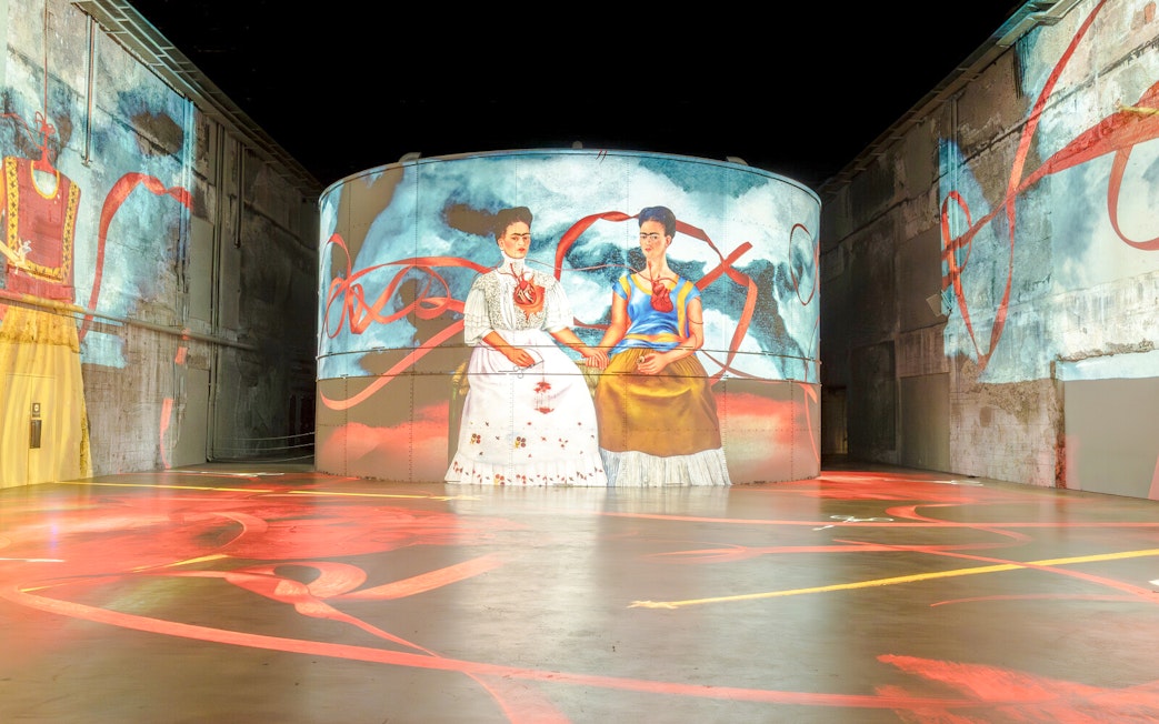 Frida Kahlo artwork projected at Bassins Des Lumieres exhibition.