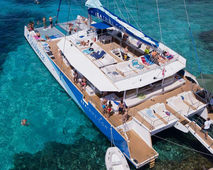 Blue Lagoon, Crystal Lagoon, and Seacaves Catamaran Tour