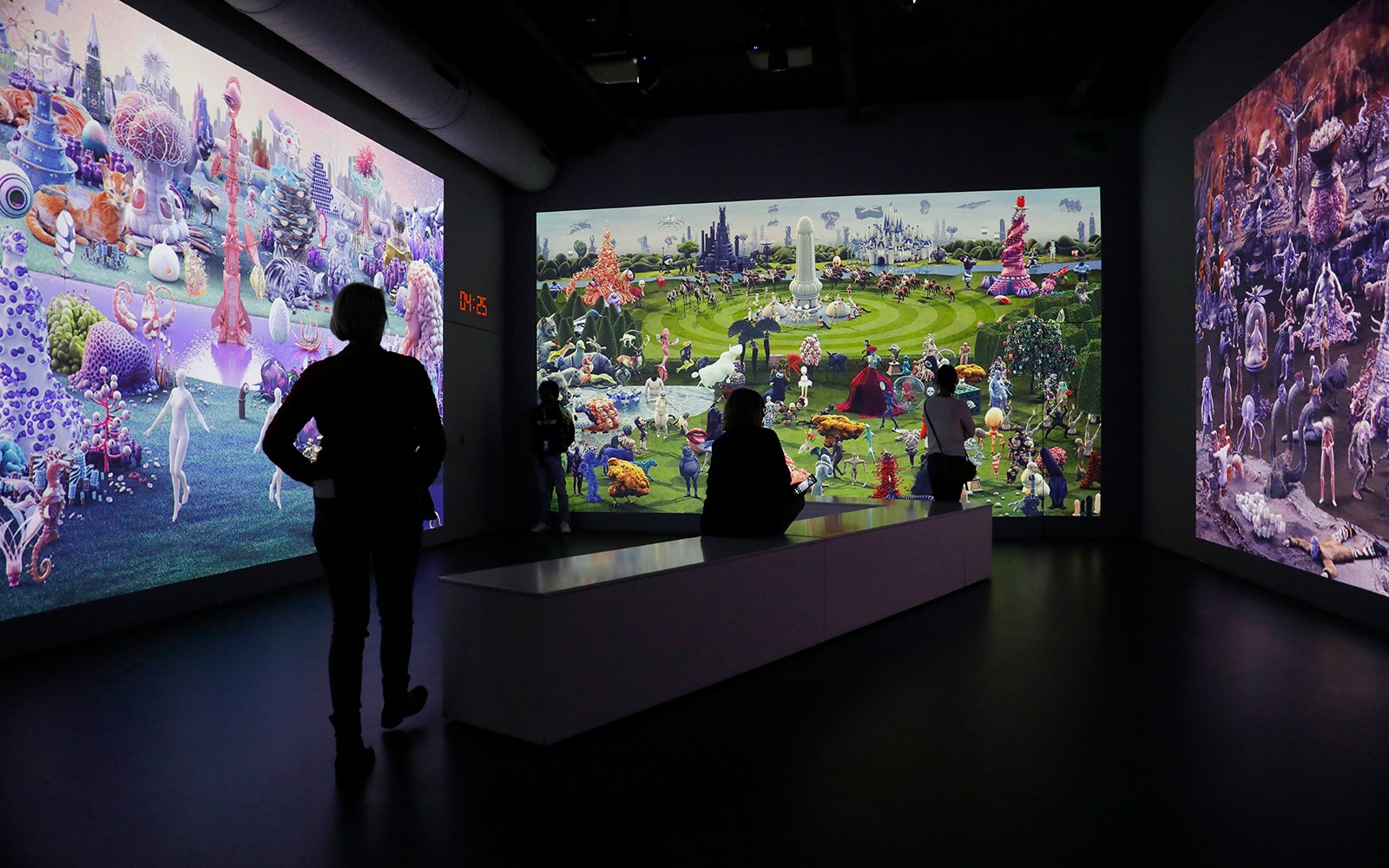 Guests viewing digital art at Remastered audiovisual experience in Rotterdam.