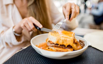 Traditional Portuguese meat sandwich aka Francesinha