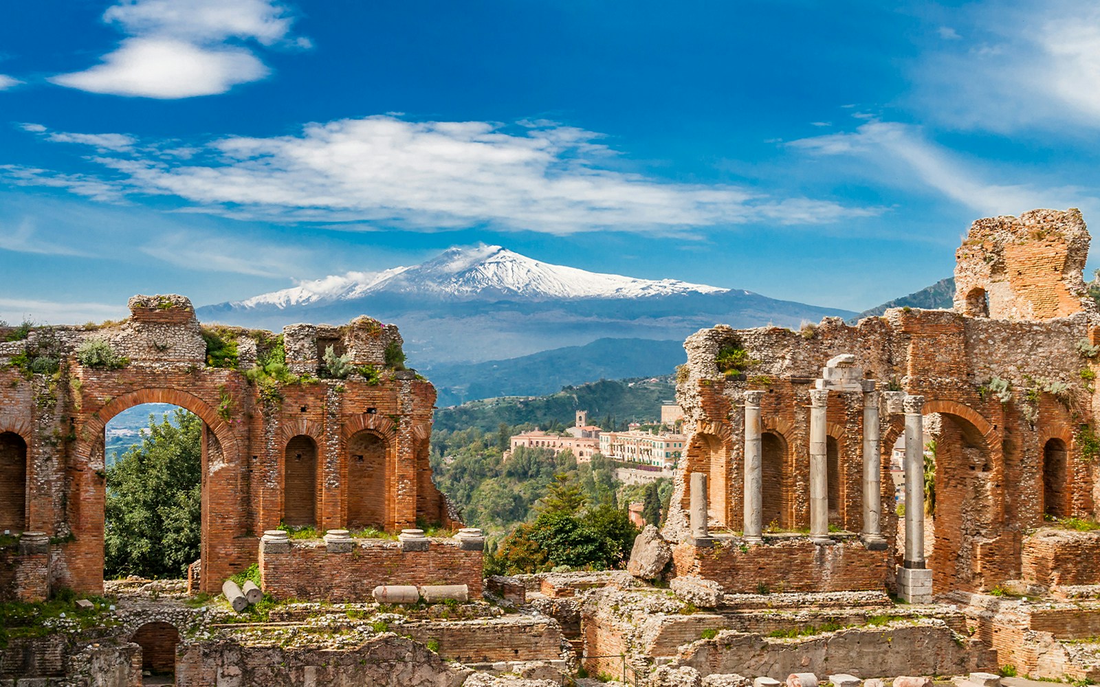 Taromina Greek Theatre with Mount Etna in the background