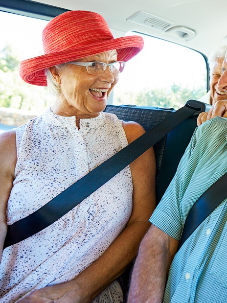 Group enjoying a car ride on the St Tropez and Port Grimaud day tour from Nice.