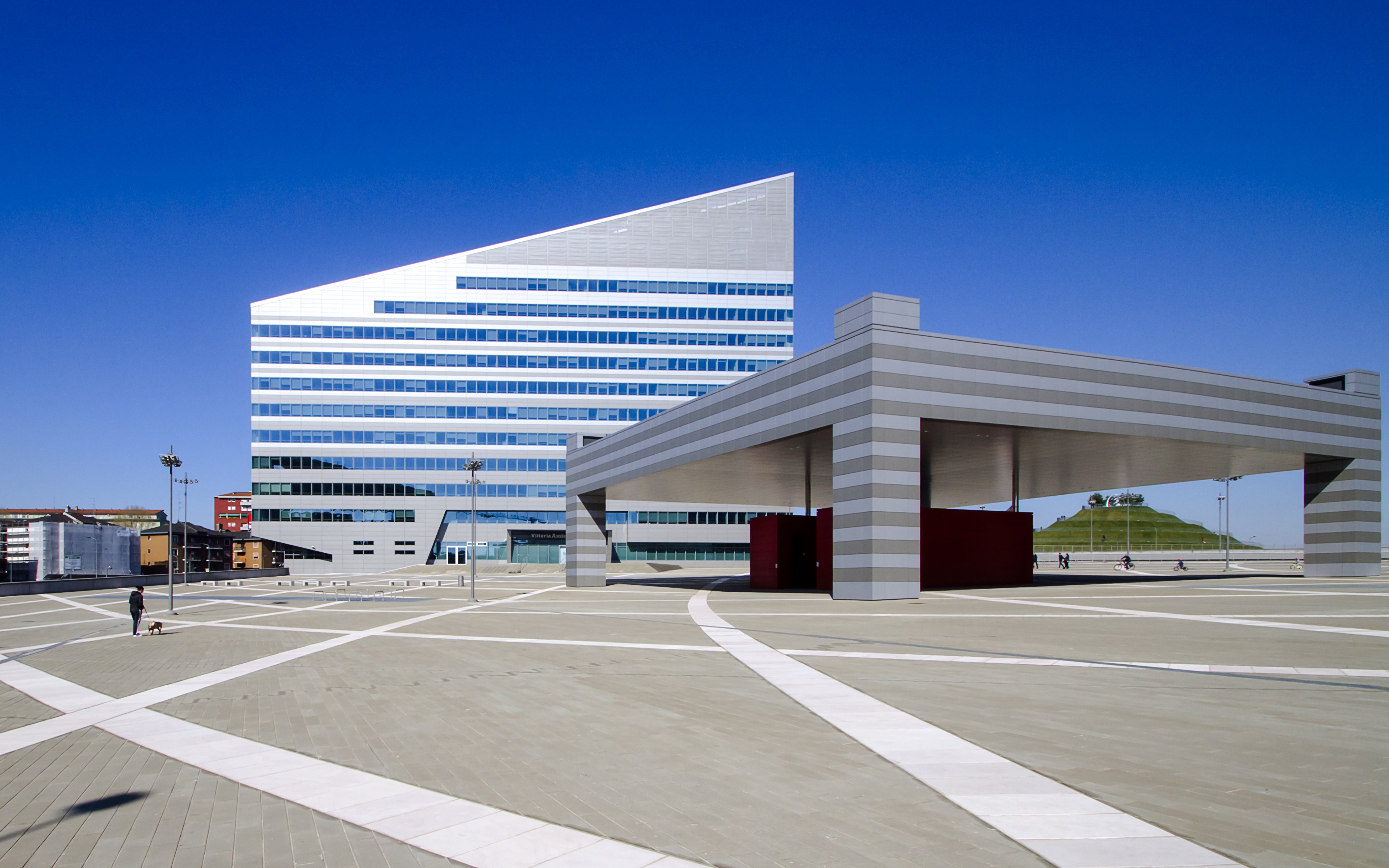 Casa Milan Museum exterior with modern architecture and open plaza in Milan, Italy.