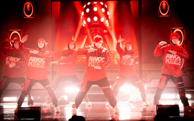 Dancers performing at Jabbawockeez show in Las Vegas.