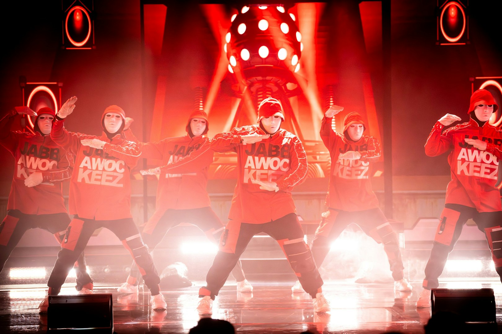 Dancers performing at Jabbawockeez show in Las Vegas.