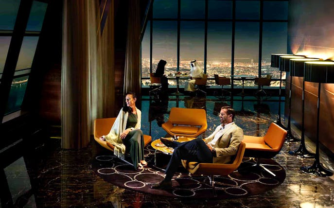 Guests enjoying the view at The Observation Deck at 300, Etihad Tower, Abu Dhabi.