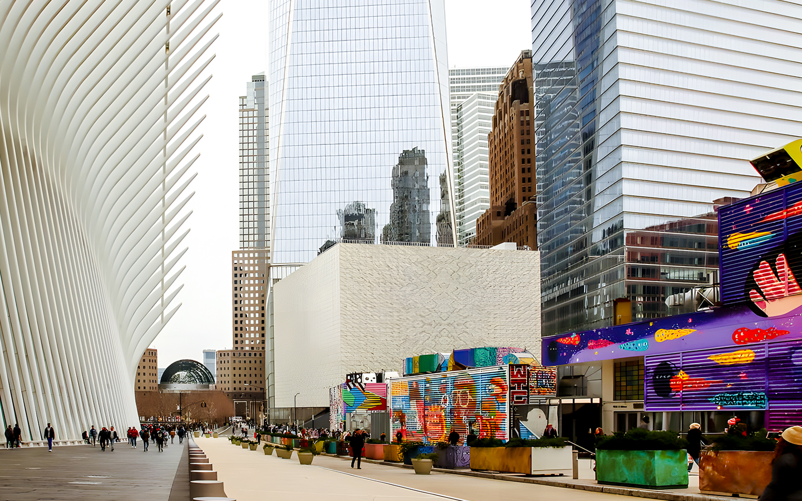 One World Trade Center and the World Trade Center Transportation Hub in New York City.