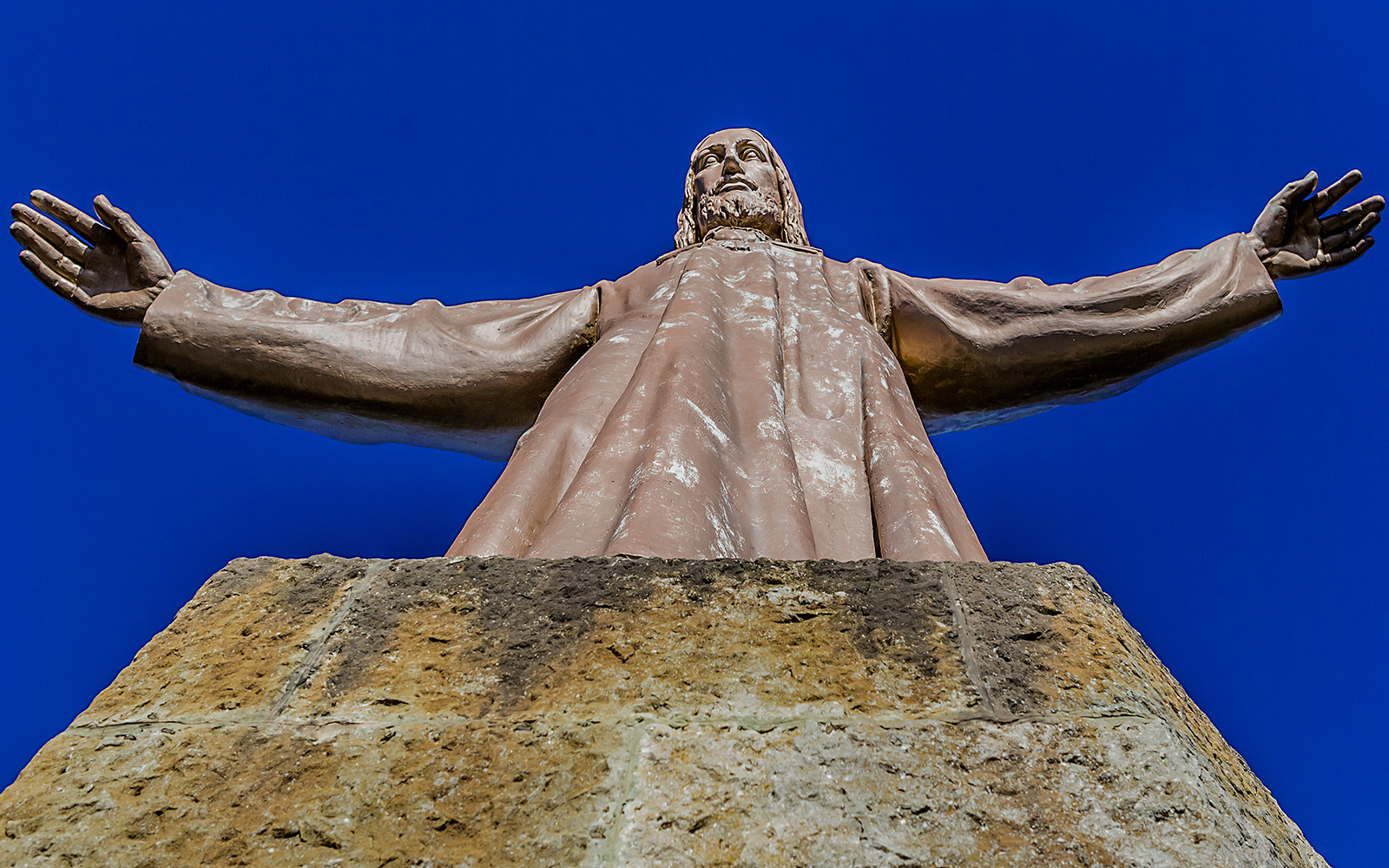 Sagrat Cor church with Jesus statue atop Tibidabo Mountain, Barcelona.