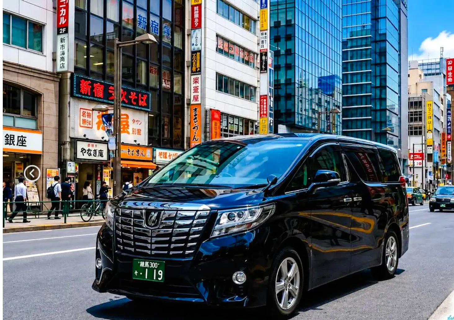 Private transfer vehicle in Tokyo city near Haneda Airport.