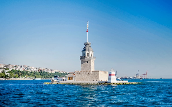Maiden's Tower on Bosphorus during Golden Horn Cruise, Istanbul.