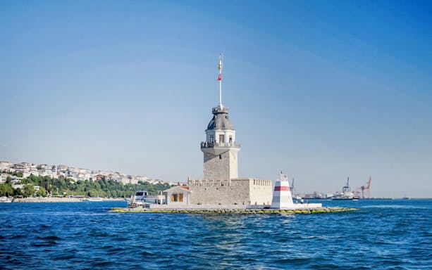 Maiden's Tower on Bosphorus during Golden Horn Cruise, Istanbul.