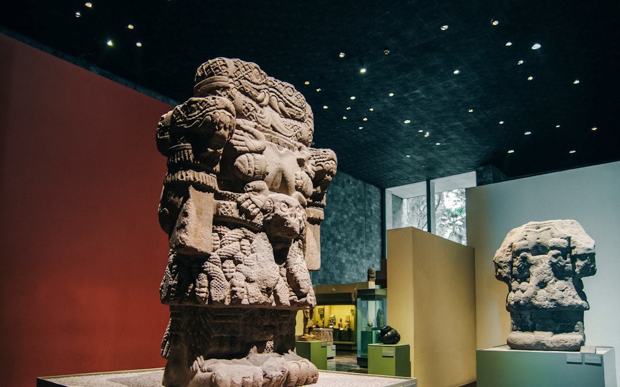 Stone sculpture in Anthropology Museum, Mexico.