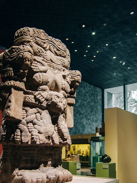 Stone sculpture in Anthropology Museum, Mexico.