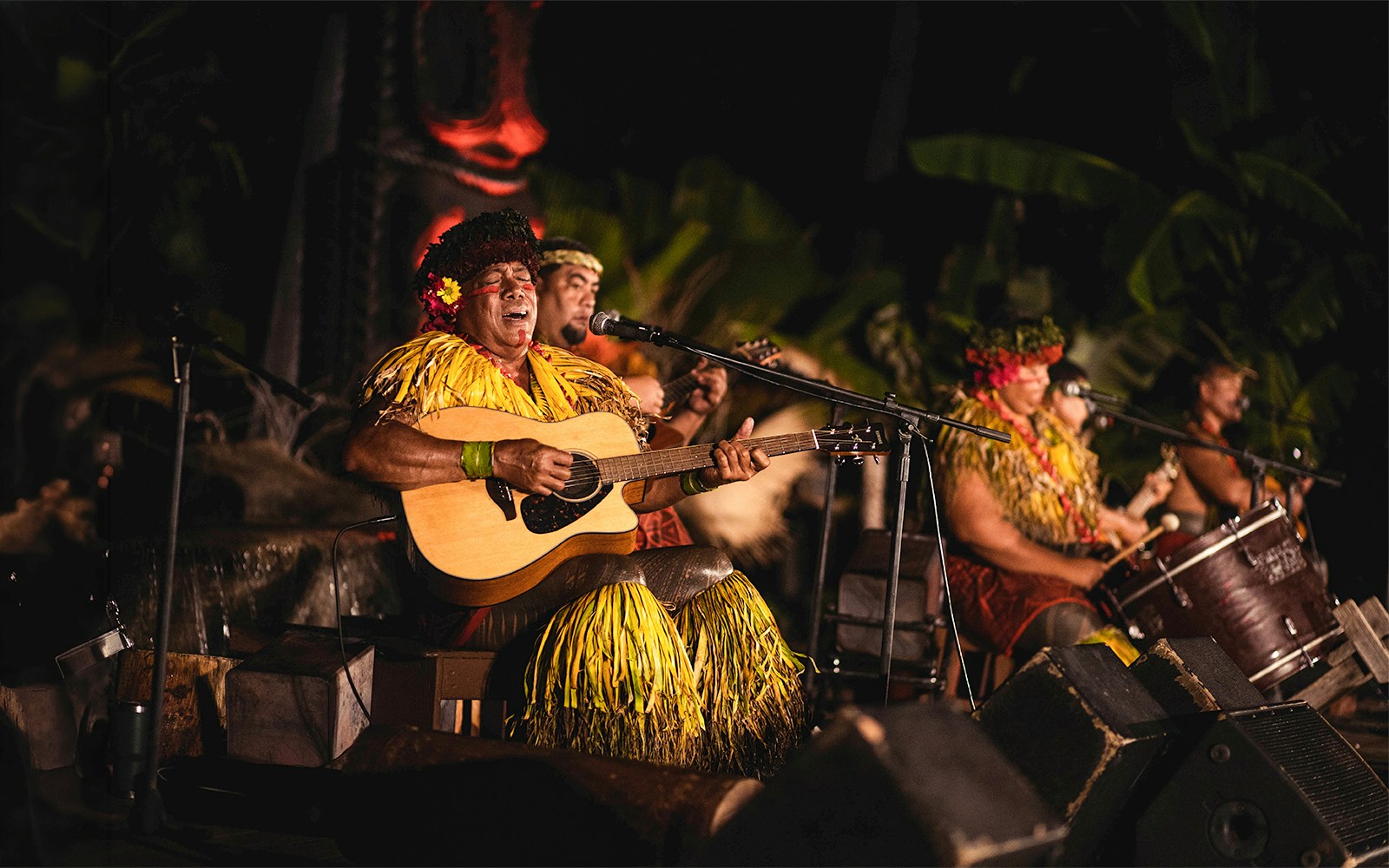 Musicians performing at Chief's Luau, Oahu, Hawaii.