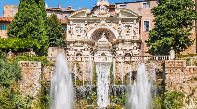 Villa d’Este fountains and gardens in Tivoli, Italy.