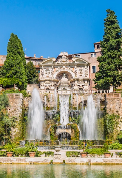 Villa d’Este fountains and gardens in Tivoli, Italy.