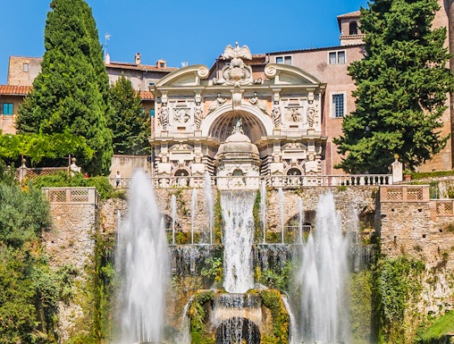 Villa d’Este fountains and gardens in Tivoli, Italy.