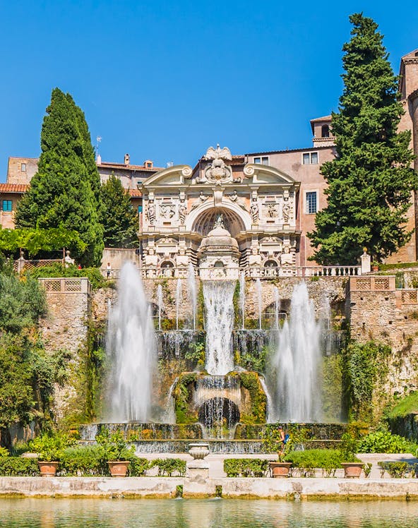 Villa d’Este fountains and gardens in Tivoli, Italy.