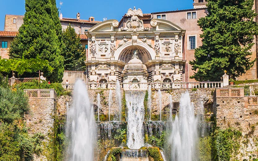 Villa d’Este fountains and gardens in Tivoli, Italy.