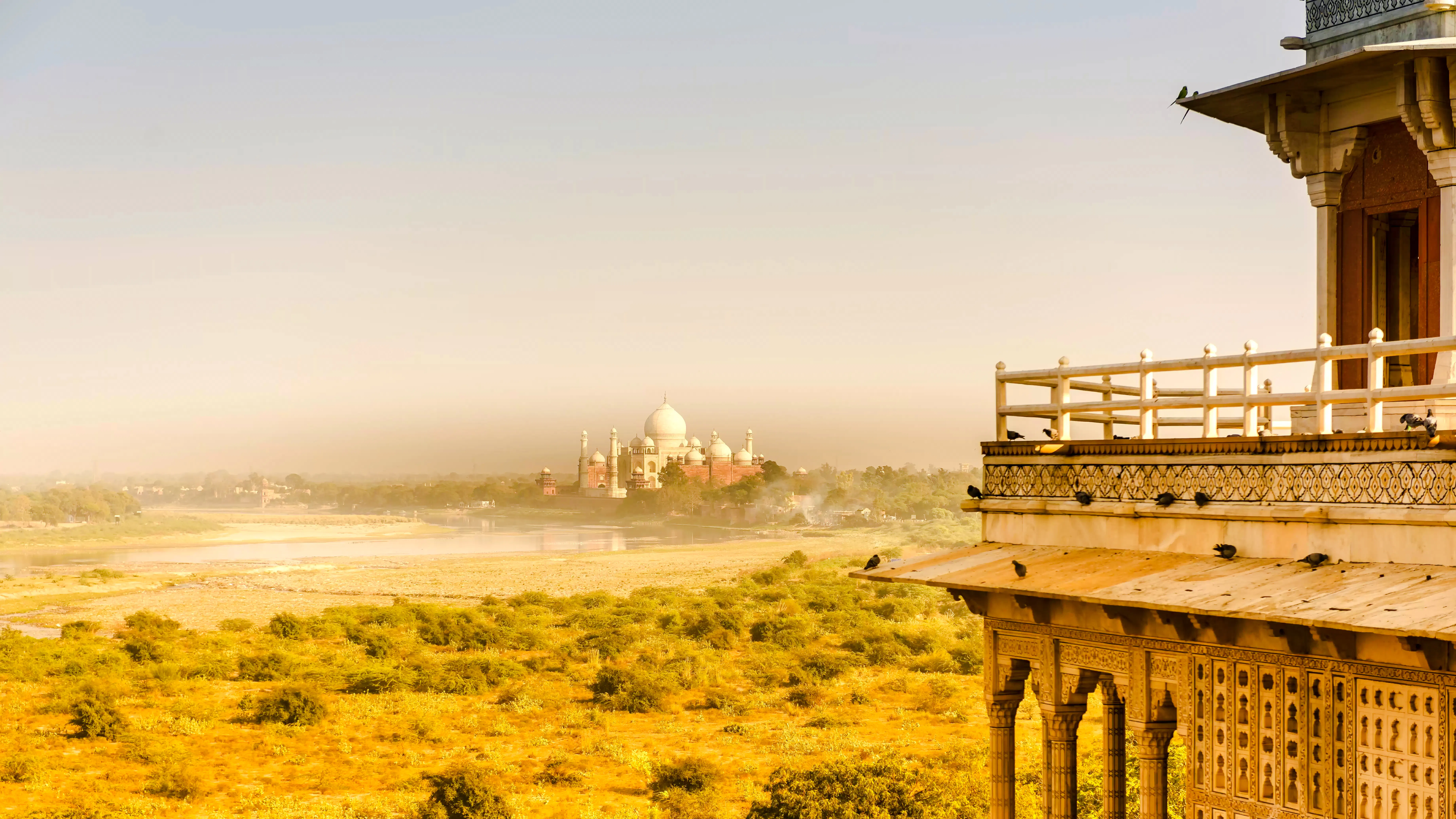 View of the Taj Mahal from Agra Fort, Agra, India.