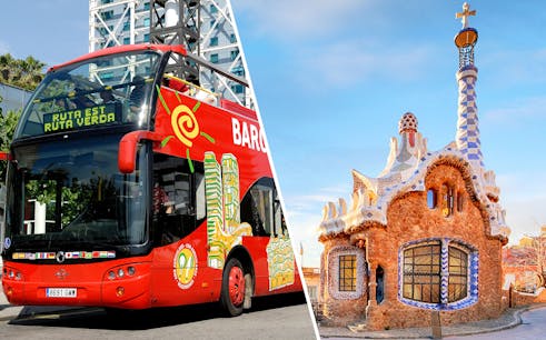 combo (save 10%): 1 or 2-day hop-on hop-off tour of barcelona + park güell tickets with audio guide-1