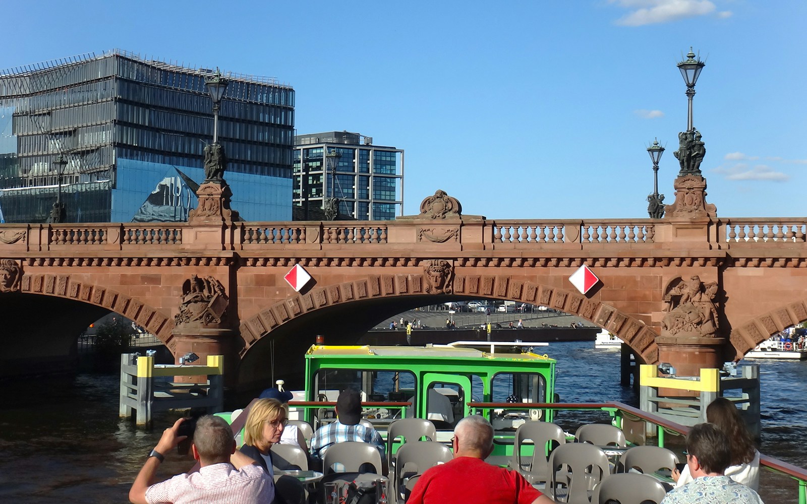 East-Side-Tour Sightseeing Cruise going under Moltke Bridge in Berlin