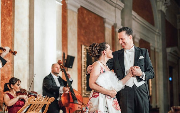Vienna Residence Orchestra performing at Old Stock Exchange Palace concert.