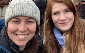 I don't know who these people are, but they are smiling outdoors in Berlin's Tiergarten.