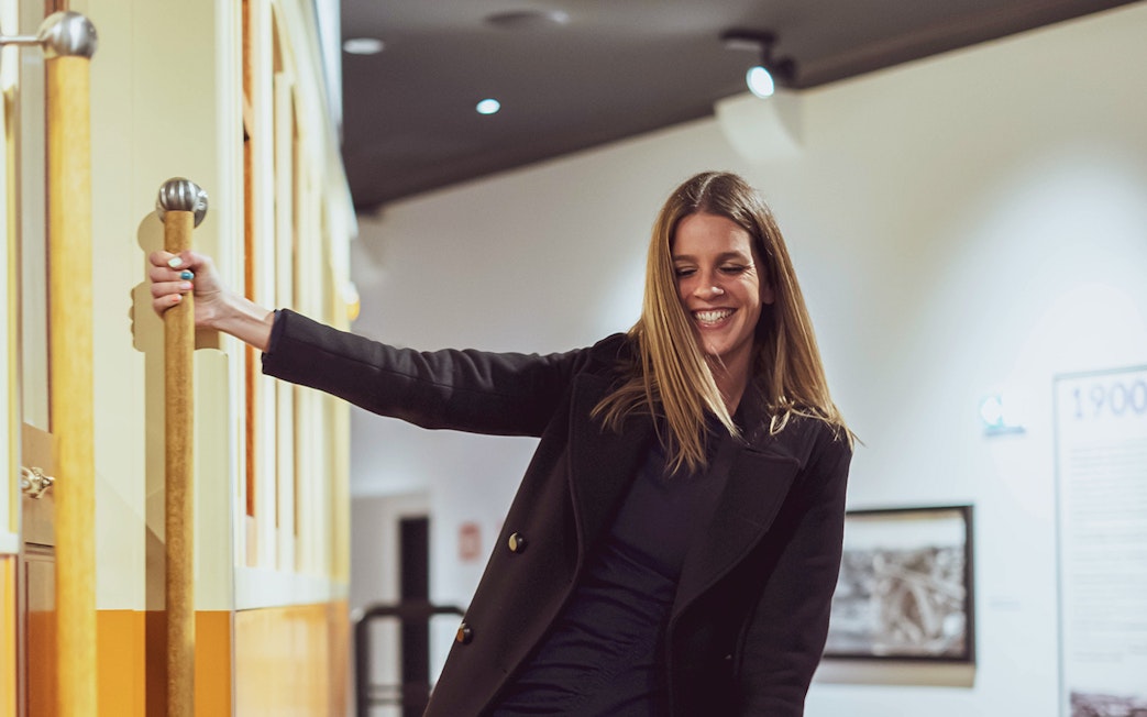 Person enjoying interactive exhibit at Porto Region Across The Ages experience.