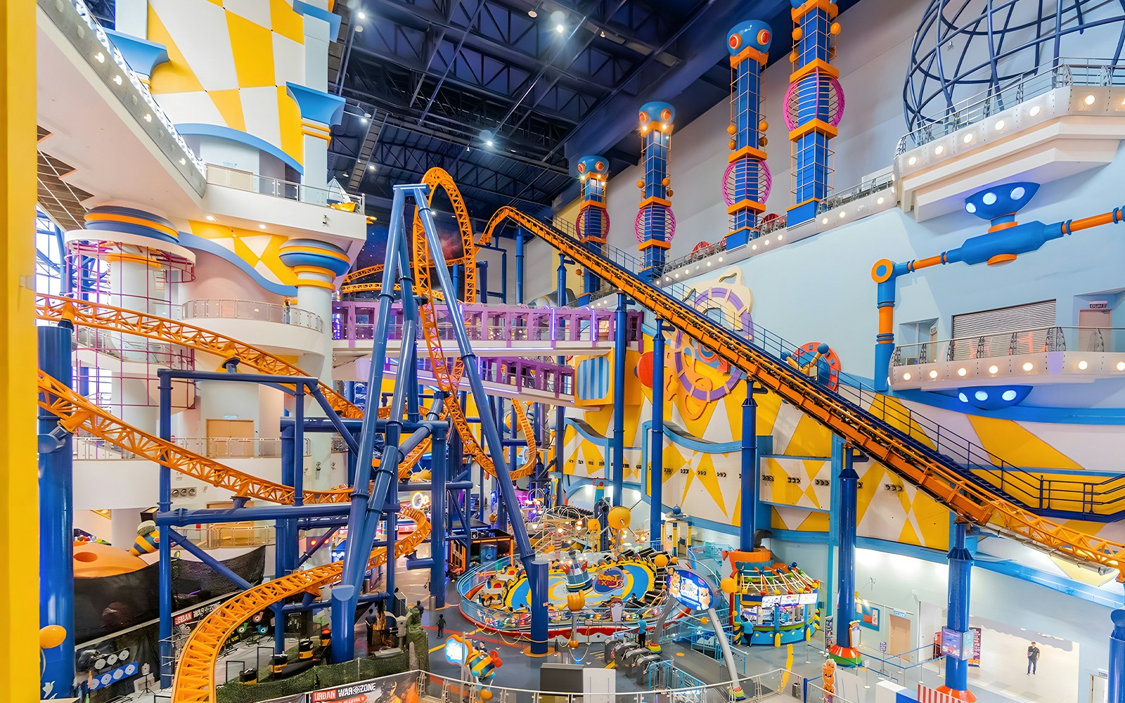 Roller coaster and attractions inside Berjaya Times Square Theme Park, Kuala Lumpur.