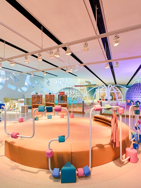 Interactive exhibit at Museum of the Future, Dubai, featuring colorful play structures.