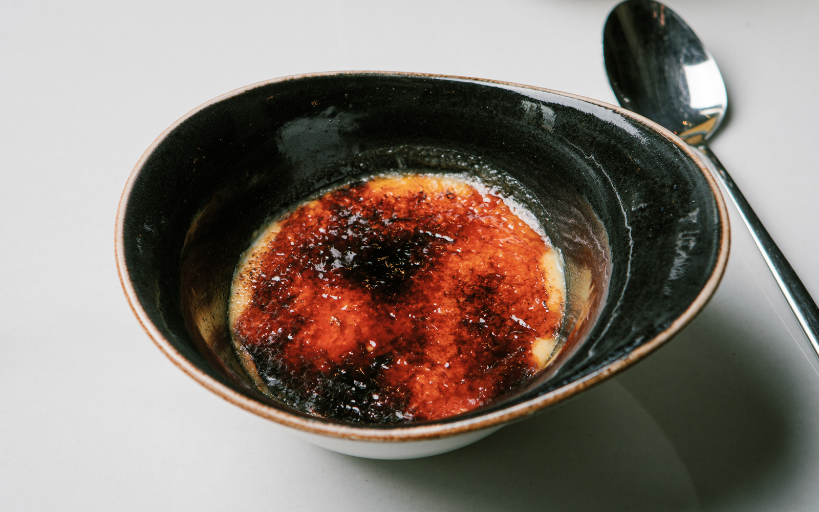 Crème brûlée served at Fonseca Port Wine Cellars dinner.