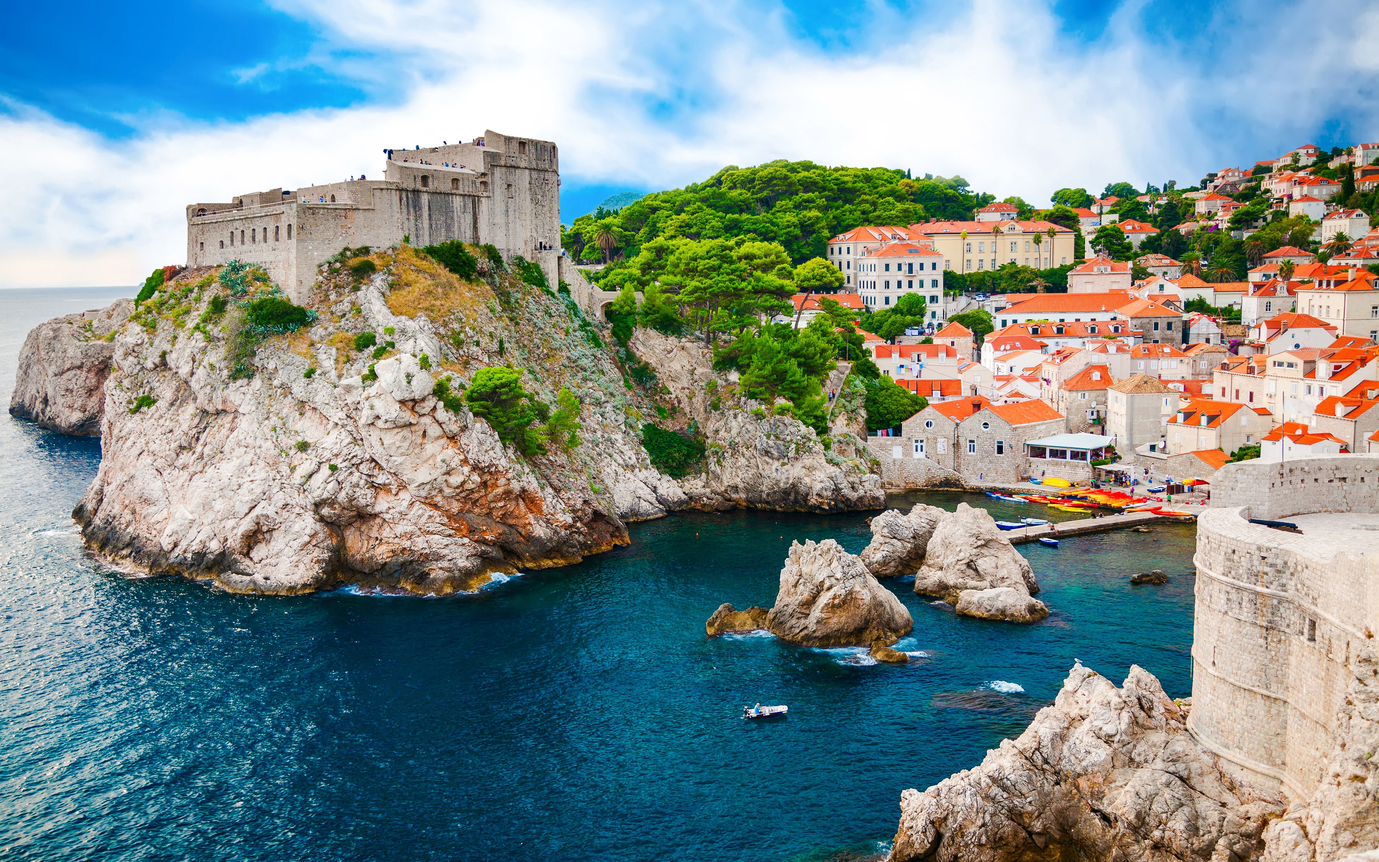 Fort Lovrijenac overlooking the Adriatic Sea with Dubrovnik's old town in the background, Croatia.