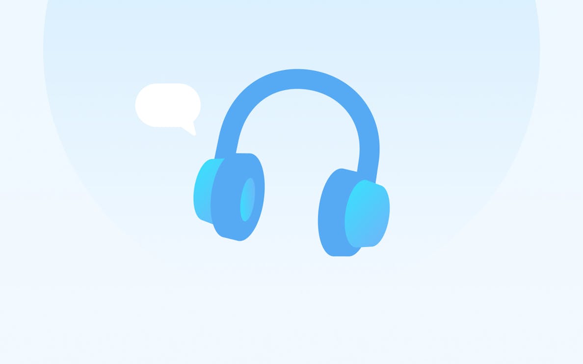Audio guide icon with headphones and speech bubble.
