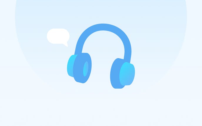 Audio guide icon with headphones and speech bubble.