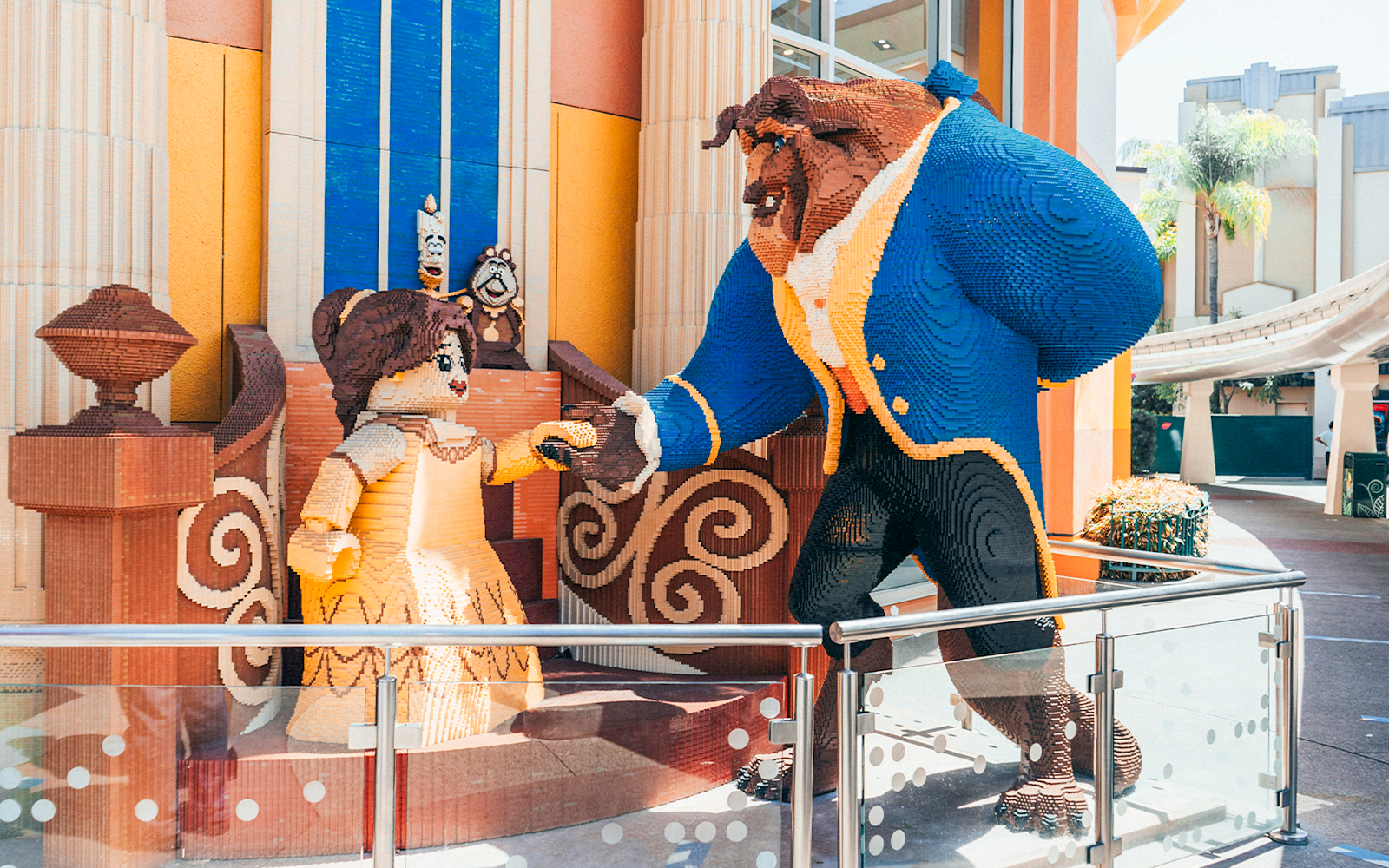 Lego sculptures of Beauty and the Beast at Disney Orlando.