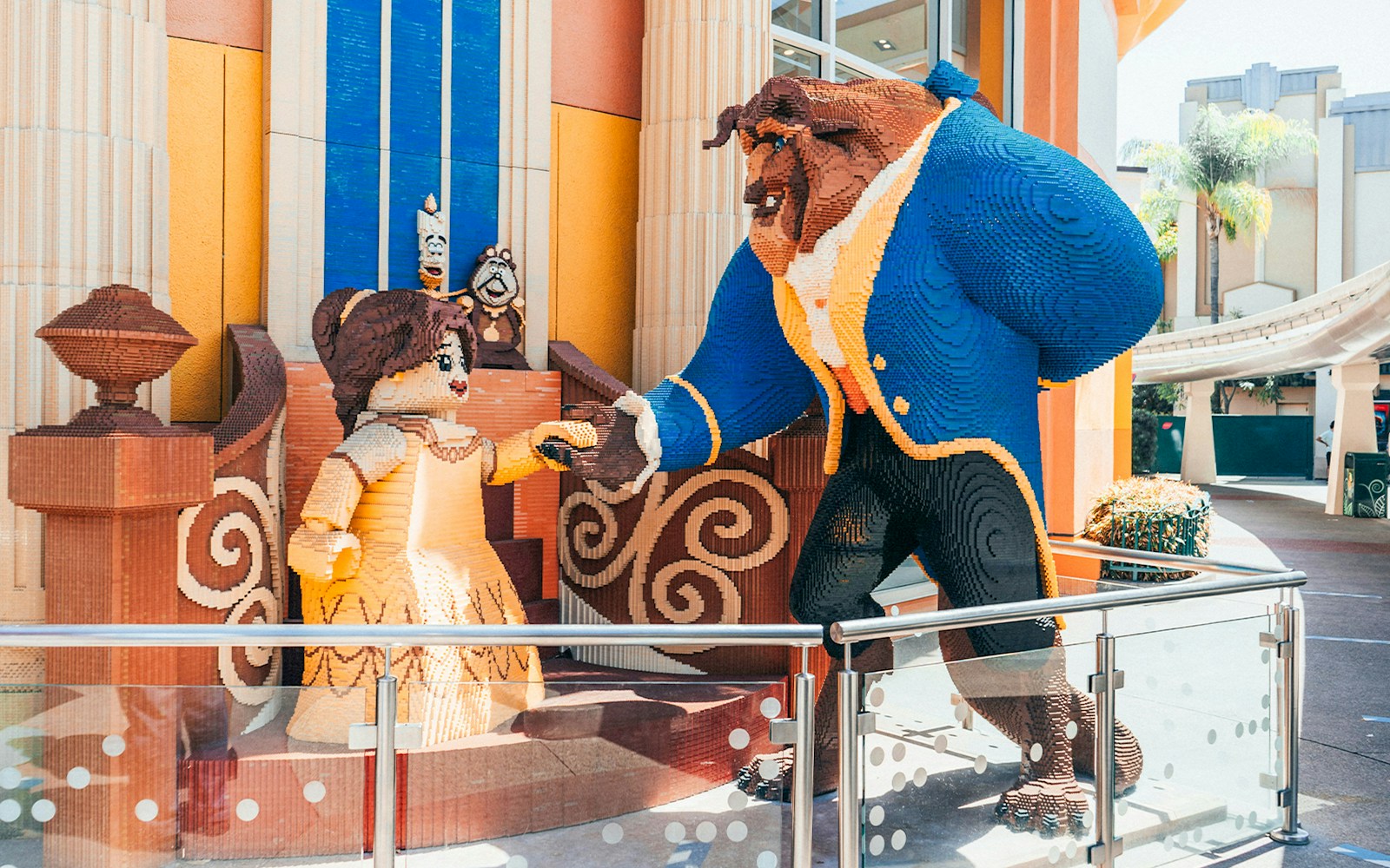 Lego sculptures of Beauty and the Beast at Disney Orlando.