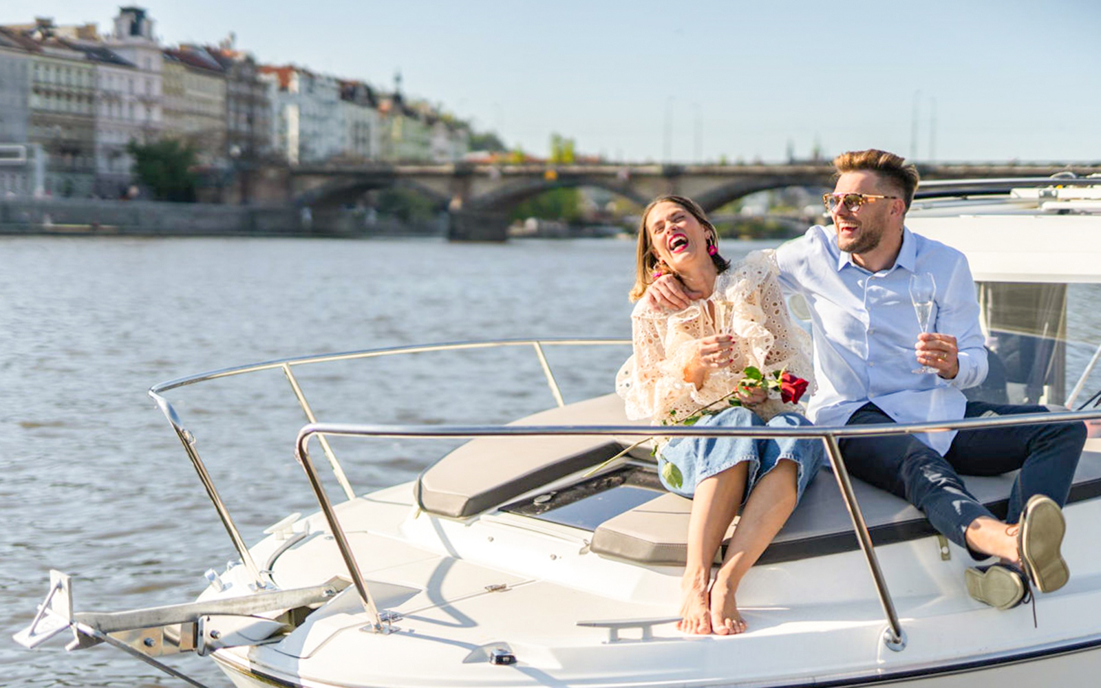 Couple aboard the YachtBoat SPEED in Prague.