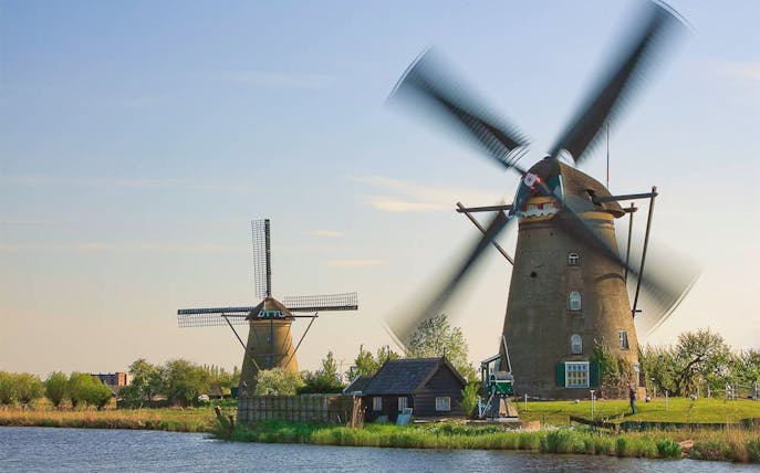 Windmills at Kinderdijk UNESCO World Heritage site during small group half-day tour.