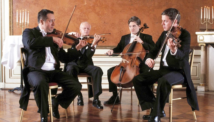 orchestra performers playing string instruments