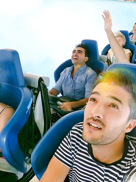 Visitors enjoying the Hyper Coaster at Land of Legends Themepark.