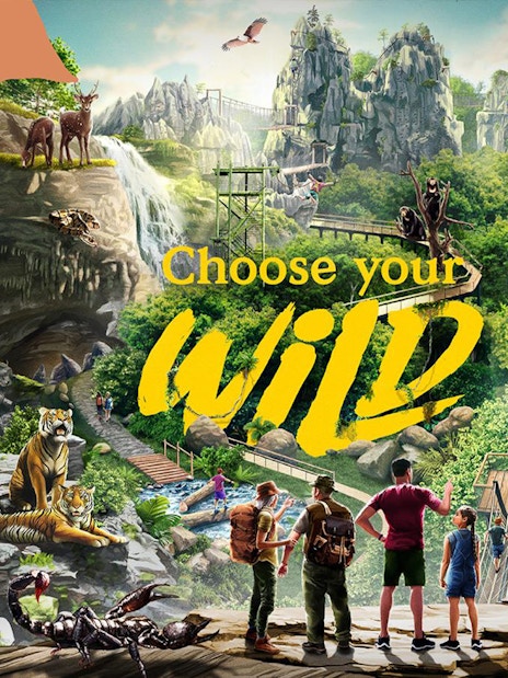 Visitors exploring Mandai Rainforest Wild Asia with diverse wildlife and lush landscapes.