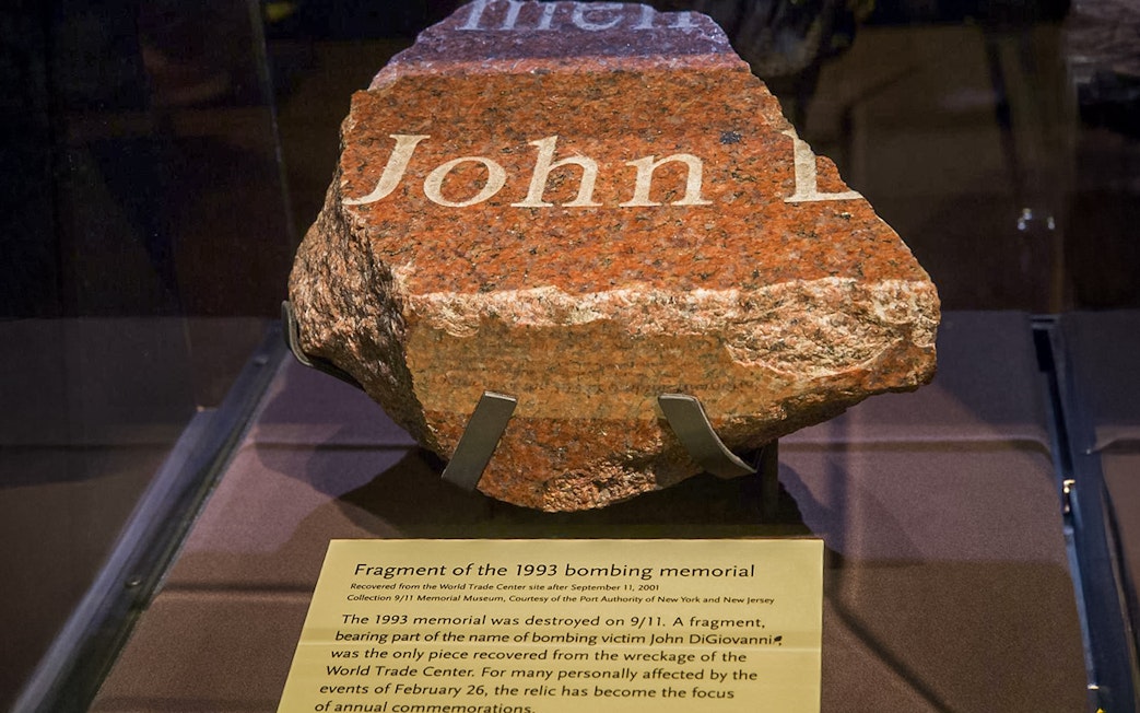Fragment of 1993 bombing memorial at 9/11 Museum, New York City.
