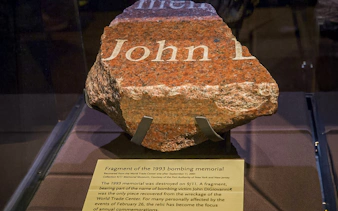 Fragment of 1993 bombing memorial at 9/11 Museum, New York City.