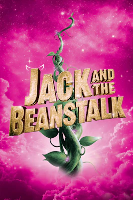 Jack and the Beanstalk adults-only West End show poster with beanstalk and pink sky.