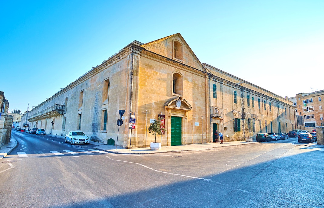 Mediterranean Conference Centre exterior in Valletta, Malta, showcasing historic architecture.