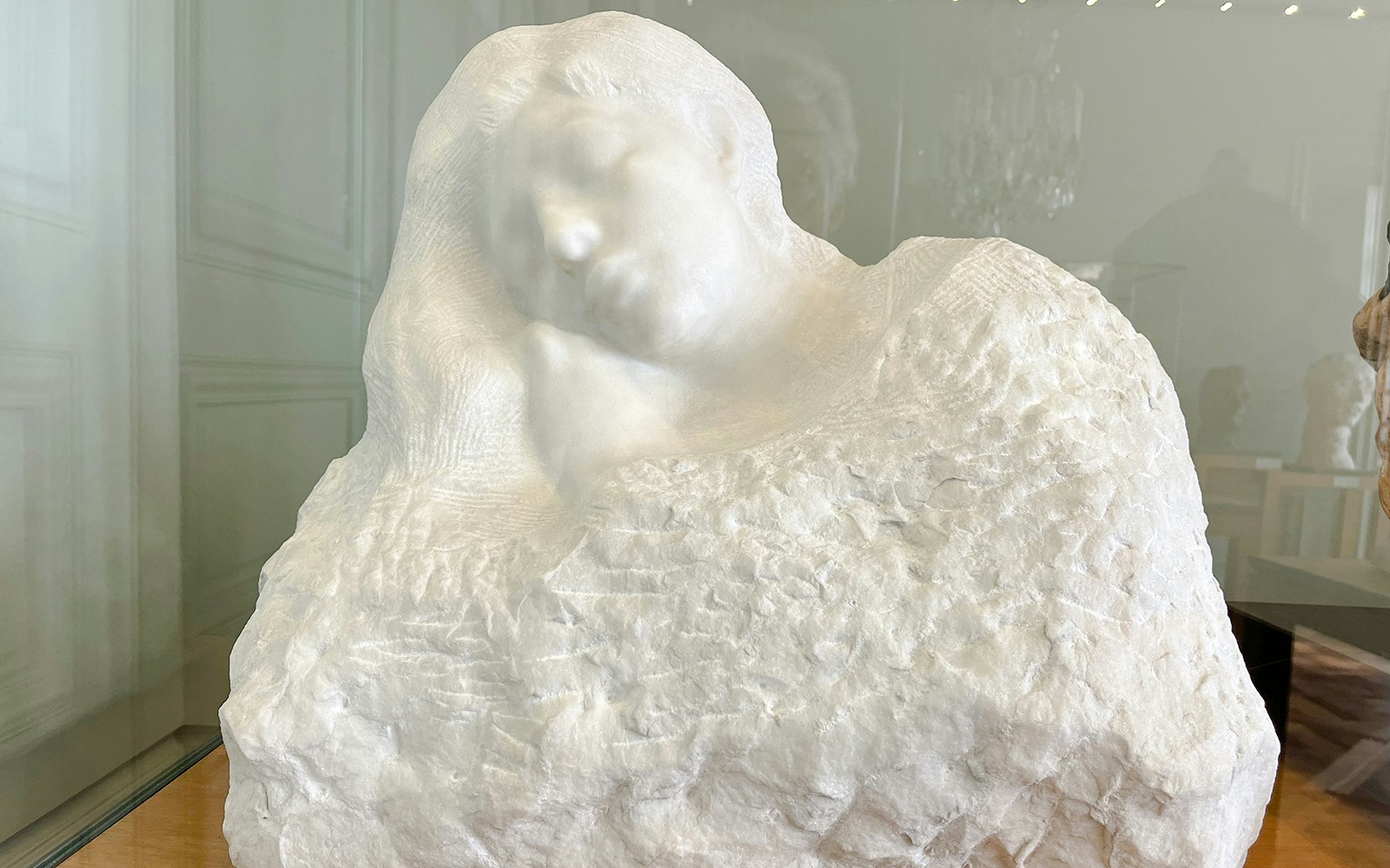 Marble sculpture of a sleeping woman at Rodin Museum, Paris.