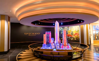 Model of New York City skyline at Top of the Rock Observation Deck entrance.